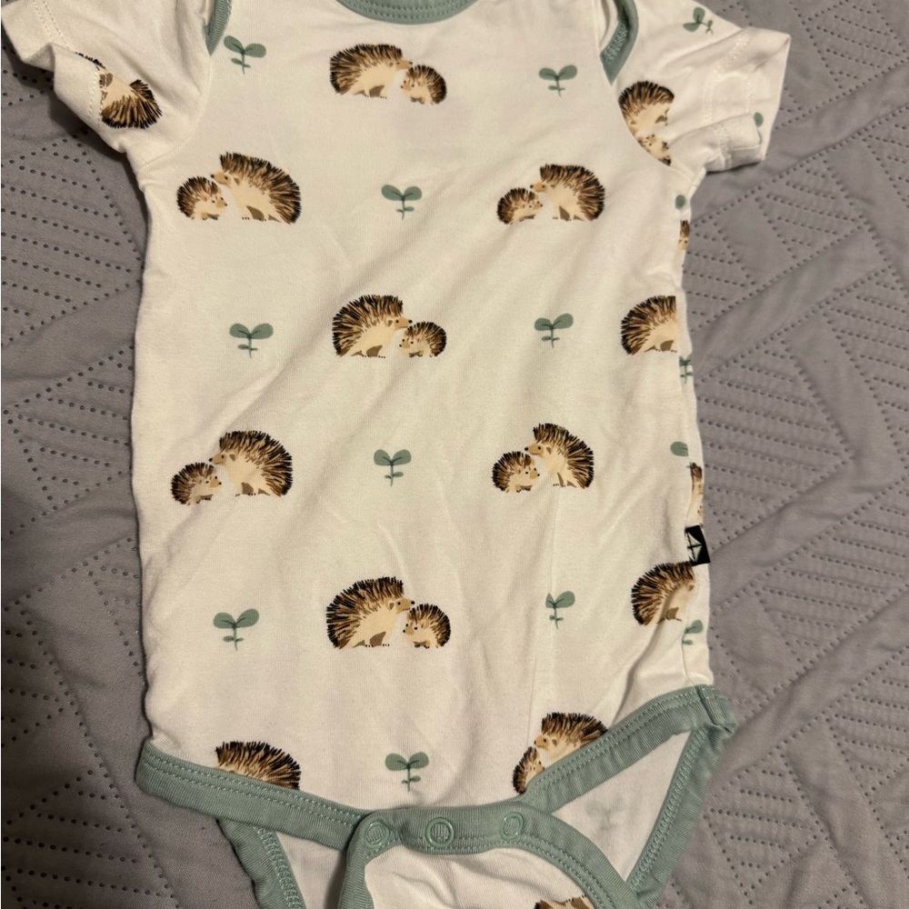 Kyte BABY White Bodysuit with Hedgehog 0-3 months!
